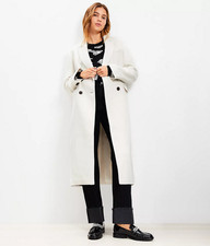 NEW ANN TAYLOR LOFT $210 WHISPER WHITE DOUBLE BREASTED COAT SZ M MEDIUM
