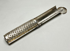 1827 Georgian Hanau Silver Tubе Nutmeg Grater w Faith Hope Love Engravings 4''