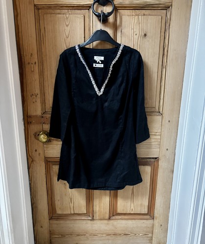 Malvin black linen tunic - black, style