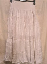 White Boho Hippy Skirt Tiered Full Length Half Lined One Size Approx Size 16