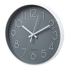 White Grey Wall Clock 12 Inch Non Ticking Silent Quartz Wall Clock Modern Clocks