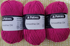 3 x 100g BALLS PATONS SMOOTHIE DK WOOL/YARN PINK SHADE 1023