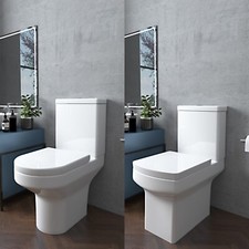 Moden Bathroom Square/ Round Close Coupled Toilet Pedesta Basin Suite 1 Tap Hole