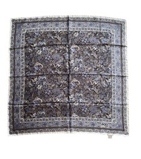Vintage Liberty Of London Square Scarf Silk 1970s Floral Print Elegant Blue Grey