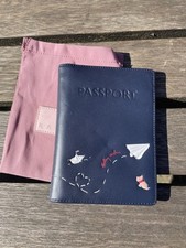 radley paper trail navy passport cover case Leather With Dust Bag