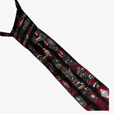 Vintage 90s Tabasco Totem Pole Black Silk Tie, American Indian Chief Retro