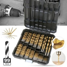 99PCS Titanium Coated HSS Drill Bit Set 1.5-10mm for Wood Metal Kit with Case UK