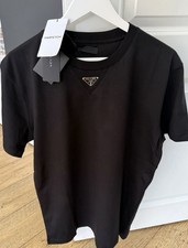 ✔️Triangle  Logo  Cotton Prada Premium  T Shirt In Black Size  S✔️