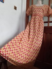 BNWOT Vtg Look Indian Block Print Cotton Tie Back Maxi Dress Size 3XL Pocket