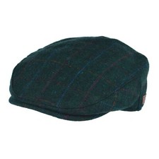 Childrens Flat Cap Green Tweed