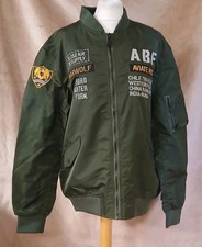 MA1 SAGE Green Flight Jacket Size XL With Patches Skinhead Ska 48" Chest R2