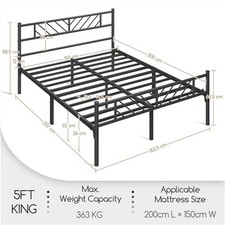King Metal Platform Bed with Arrow Design Headboard and Footboard, Strong Bed
