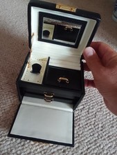 “Dulwich Designs” Small luxurious Black Genuine Leather Jewellery Box 