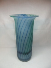 Adrian Sankey Cumbria Hand Blown Spiral Blue Green Art Glass Vase Heigh 21cm