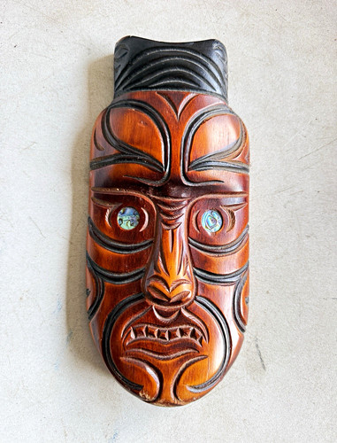 Koruru mask hand carved - hand, wooden