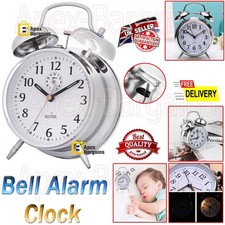Acctim Double Bell Alarm Clock Stainless Steel Chrome Mechanical Super Loud New