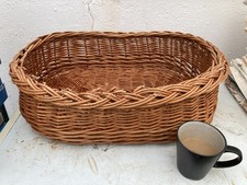 SMALL WICKER DOG PET BED BASKET