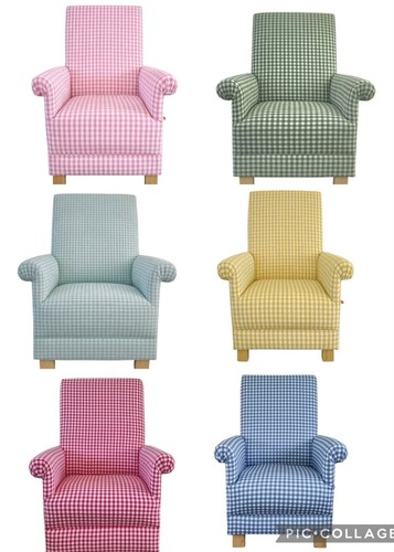 Gingham fabric adult chairs - gingham,