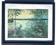 Monet Claude Style of Landscape Original Painting Nature Lake French Painted B51