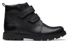 BNIB Clarks Boys HEATH HIGH K Black Leather Boots