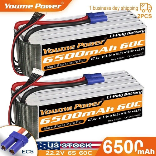 2pcs 6500mah lipo - 22.2v, 6s