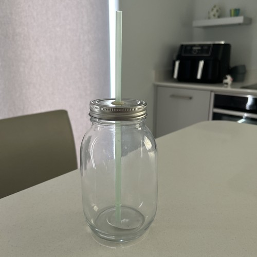 Large drinking jar glass with - large,