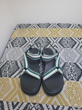 BNWT NEXT Webbing Chunky Adjustable Wedge Sandals Size 6 EU 39  Green Cream