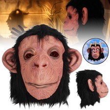 Monkey Mask Latex Full Head Animal Black Chimp Mask for Halloween Costume Party