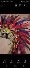 feather headdress carnival very bright and beautiful hand made 
