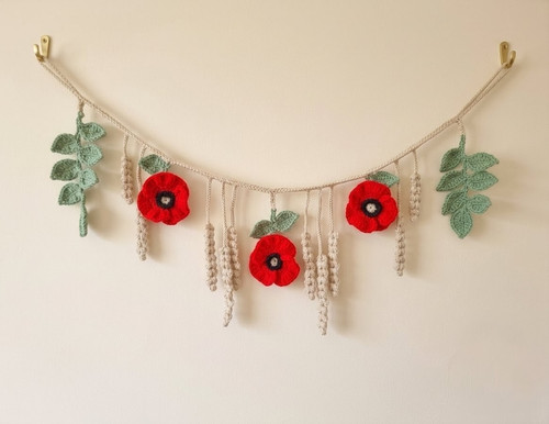 Handmade crochet poppy - poppy, wheat
