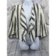 River Island Blazer Jacket Size 12 Cream Black Striped Open Waterfall Light BNWT