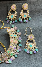 INDIAN/PAKISTANI ASIAN BOLLYWOOD STYLE NECKLACE, EARRINGS & TIKA BRIDAL WEDDING