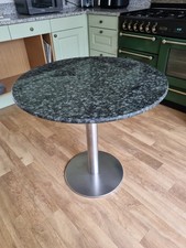80cm Round Granite Dining Table With Stainless Steel Base