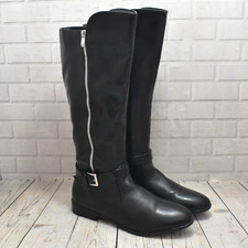 Womens Fabulous Footwear Black Zip Up Low Heel Knee High Boots UK 7 EUR 41