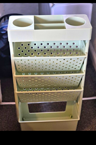 Green plastic storage trolly - plastic,