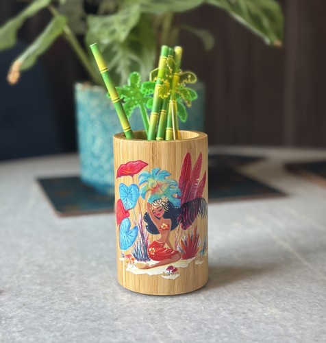 Bamboo storage pot tiki - storage,