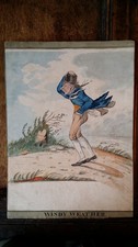 1808 ANTIQUE SATIRE PEN & INK WATERCOLOUR - JAMES GILLRAY - WINDY WEATHER
