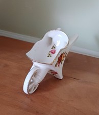 Cottage Rose design Fine Bone China Wheel Barrow Ornament