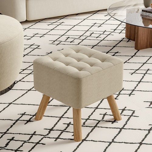 Linen fabric footstool - linen, foot