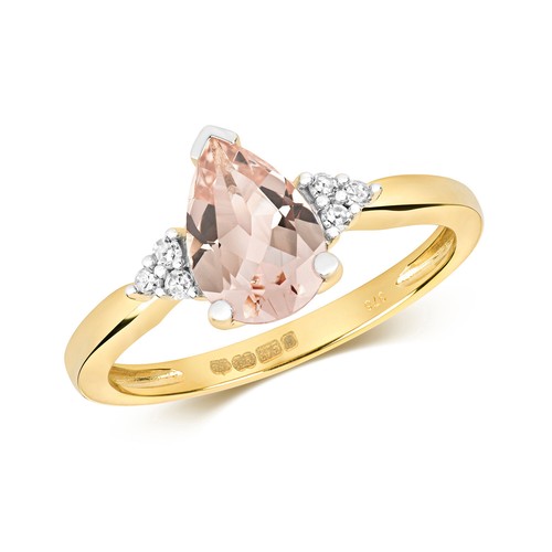 9ct yellow gold pink morganite - 9ct,