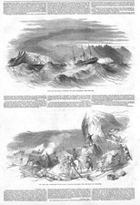 Shipwreck of the Great Liverpool off Cape Finisterre - Antique Print 1846