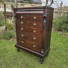 Large Antique Georgian Mahogany Tallboy Chest Of Drawers.  Scotch Chest.