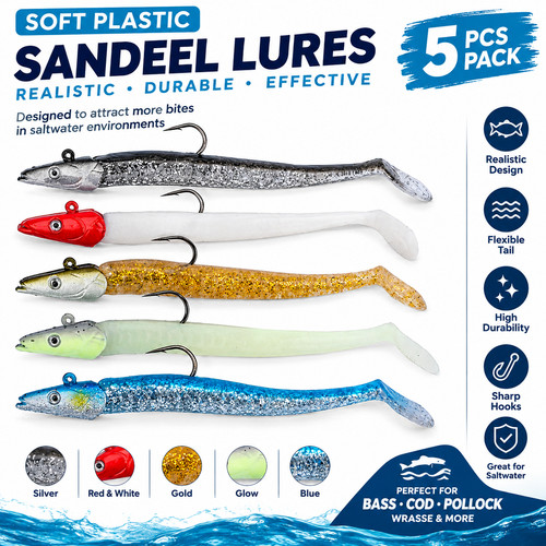 5pcs sandeel fishing - sandeel,