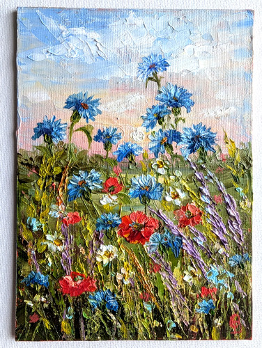Cornflowers original oil - cornflowers,