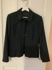 Ladies Wardrobe short jacket, navy with a wide pinstripe size 10/12
