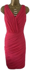 Ladies Day Ascot Ronald Joyce Pink V Neck Pleat Pencil Dress Size UK12 (10) Used