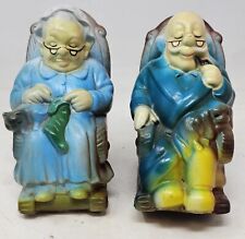 Set Of Two Plastic Coin Banks, Old Couple Sitting In Rocking Chairs - 5in Tall