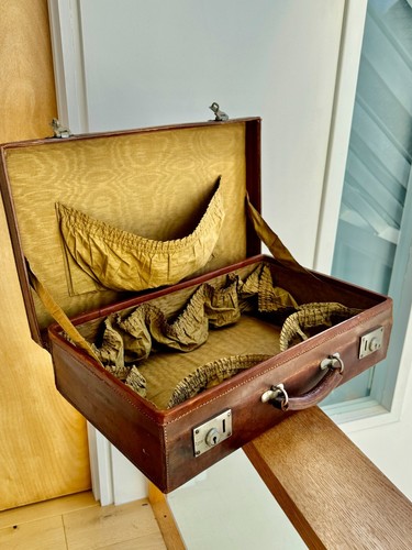 Vintage brown leather suitcase - vintage,