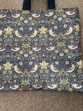 BN & HANDMADE WATERPROOF WILLIAM MORRIS  STRAWBERRY THIEF FABRIC TOTE BAG