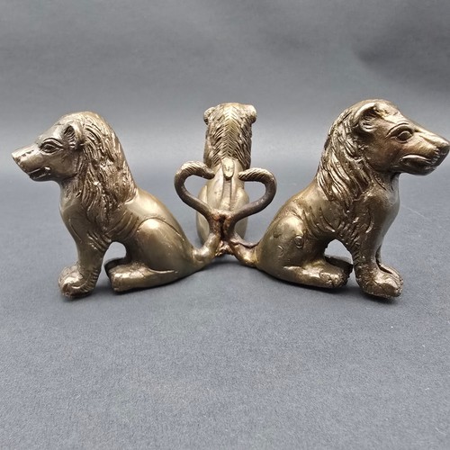 Vintage bronzed three lion - three,